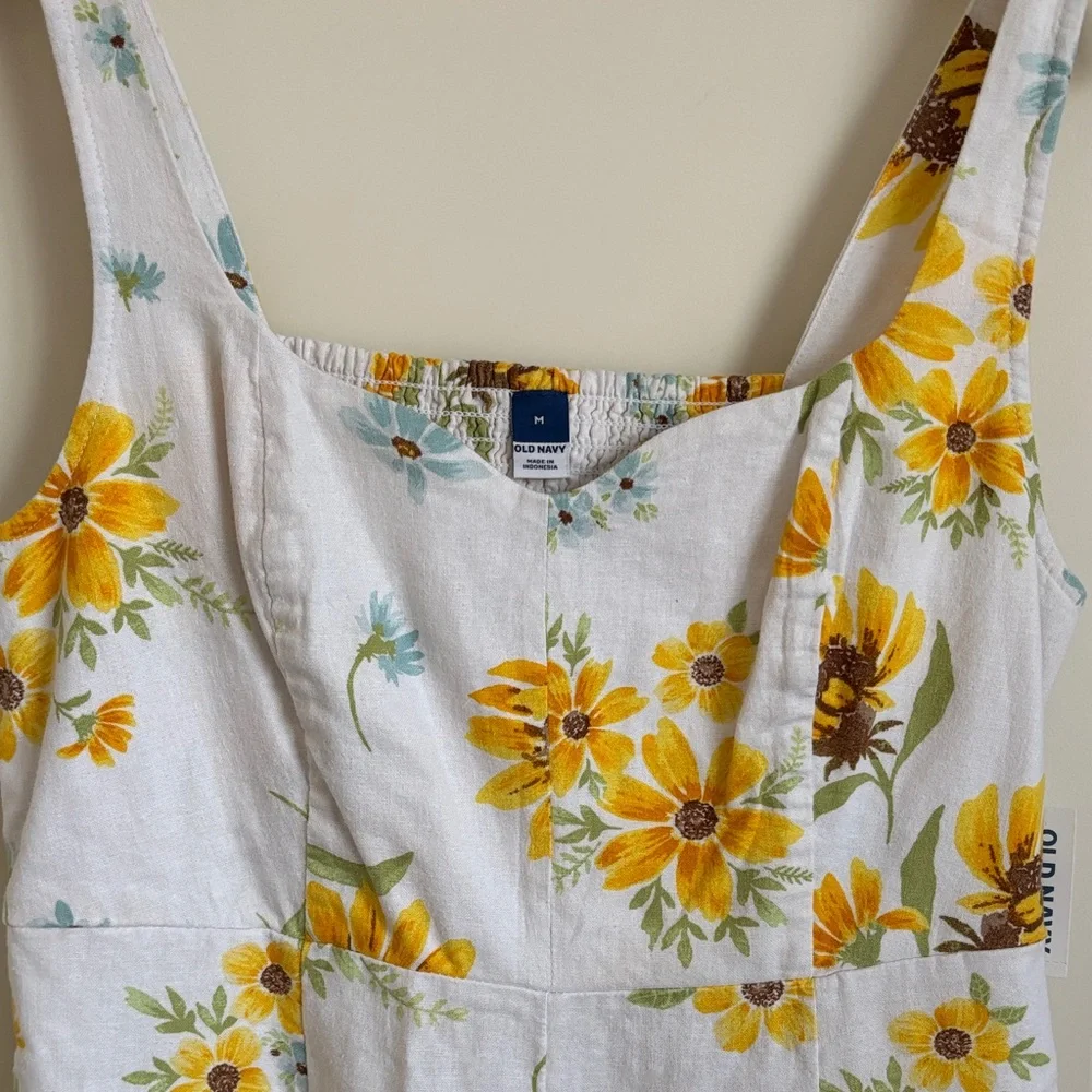Old Navy White Midi Dress with Yellow Sunflower Print - Picture 2 of 3